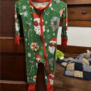 Holiday Santa Print Kids Footie Pajamas